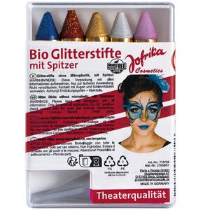 Bio Glitter Schminkstifte Set 5 Farben & Spitzer Naturkosmetik ohne Mikroplastik
