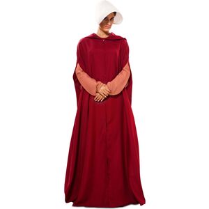 Mittelalter Kost�m Magd Roter Umhang mit wei�er Haube f�r Damen