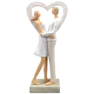 Brautpaar Figur Stehend Liebe Wei� mit Herz Tischdeko Hochzeits-Deko