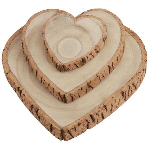 Baumscheiben-Set 3 St�ck Herzform Rustikale Holzherzen 19, 23 & 30 cm Tischdeko