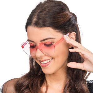 Herzbrille Rosa Taylor 14 x 14 cm 80er Party Kostm-Zubehr fr Damen