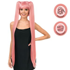 Manga Langhaarper�cke Rosa 99 cm frisierbar & hitzebest�ndig f�r Damen