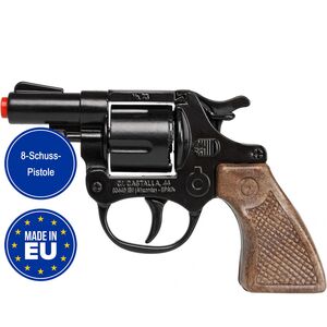 Polizei Pistole 13 cm schwarz braun 8 Schuss Spielzeug-Revolver