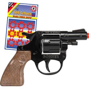 Polizei Pistole 13 cm inkl. 144 Schuss-Munition Spielzeug-Revolver