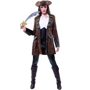 Piraten Kost�m Edler Piratenmantel Noblesse Braun f�r Damen