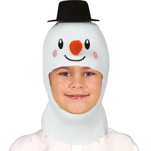 Schneemann M�tze Frosty mit Gesicht Winterm�tze Wei� f�r Kinder