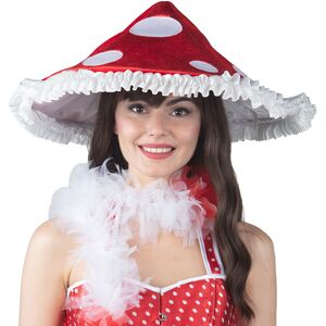 Fliegenpilz Hut Rot mit Punkten und R�schen M�rchen-Hut f�r Erwachsene