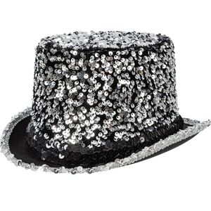 Zylinder Silber mit Pailletten Silvester Party Kost�m-Zubeh�r f�r Erwachsene