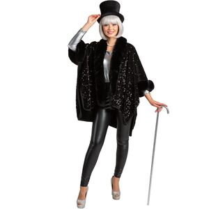 Extravaganter Poncho Schwarz mit Pailletten 20er Jahre Party f�r Damen