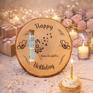 Baumscheibe 30 cm Happy Birthday Wunscherf�ller Geldgeschenk