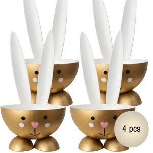 Eierbecher-Set 4 St�ck Hase Gold aus Metall Osterhase gedeckter Tisch Ostern