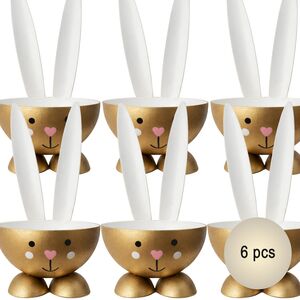 Eierbecher-Set 6 St�ck Hase Gold aus Metall Osterhase gedeckter Tisch Ostern