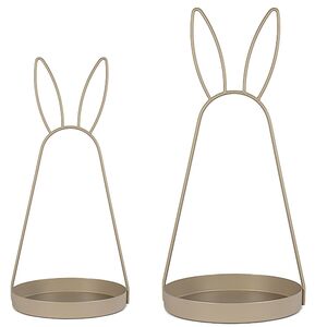 Oster-Deko Serviertablett 2er-Set mit Hasenohren 49 cm & 39 cm Schale aus Metall