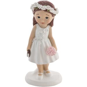 Kommunion Figur M�dchen mit Bibel & Blumenkranz 15 cm Torten-Deko Erstkommunion