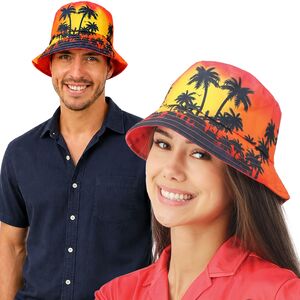 Fischerhut Hawaii Tropical Palmen Sunset Bucket Hat Festival f�r Erwachsene