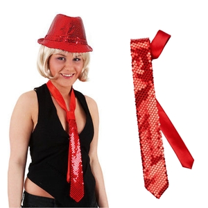 Pailletten Krawatte rot Langbinder Schlips f�r Erwachsene