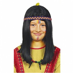 Indianer Percke Apanatschka schwarz schulterlang mit Stirnband fr Kinder 