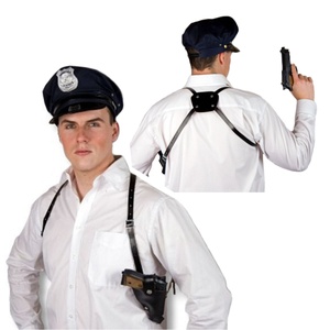 Polizei Schulterholster schwarz mit Tasche Kostüm-Zubehör für Erwachsene
