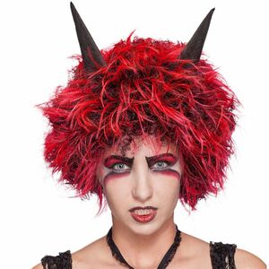 Teufel-Per�cke mit H�rnern rot schwarz Diabolo f�r Erwachsene