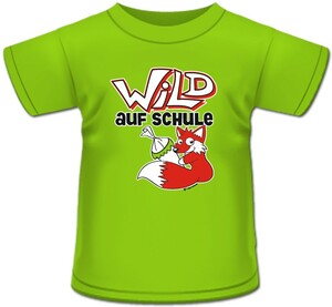 Kinder T-Shirt Schulanfang Wild auf Schule Gr. 134/140 grün