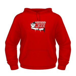 Damen Pullover rot Gr. S Hoodie mit Spruch Frosteule