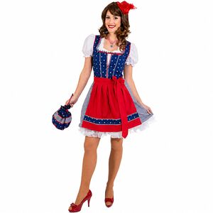 Oktoberfest Dirndl Franzi blau-rot Trachtenmode f�r Damen
