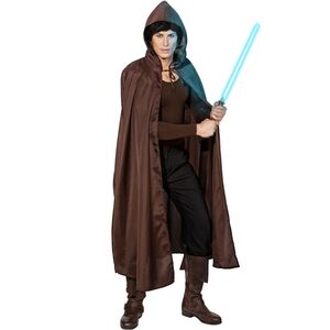 Mittelalter Umhang Langer Brauner Mantel mit Kapuze f�r Herren