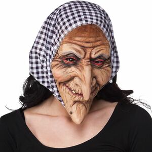 Hexen Maske mit Kopftuch Baba Roga Latexmaske fr Erwachsene