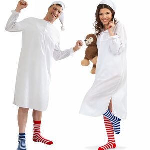 Schlafwandler Kost�m Nachthemd wei� mit Zipfelm�tze f�r Erwachsene