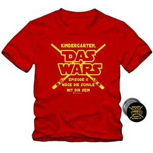 Schulanfang T-Shirt Kindergarten Das WARS Rot mit Button f�r Kinder