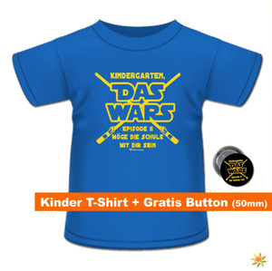 T-Shirt Kindergarten Das Wars mit Button, Farbe royal