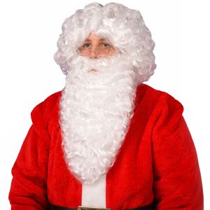 Weihnachtsmann Bart & Per�cke Wei� 35 cm Nikolaus Set f�r Erwachsene 