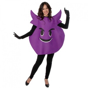 Emoji Kost�m B�ses Gesicht lila f�r Damen & Herren Smiley Tunika