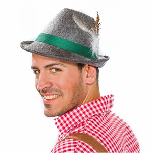 Trachtenhut grau mit Feder Oktoberfest f�r Herren