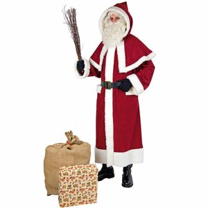 Hochwertiger Weihnachtsmann-Mantel weinrot mit Kapuze f�r Erwachsene