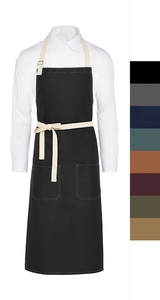 SG Accessories - BISTRO SANTORINI - Contrasted Bib Apron with Pocket JG17P-Bib Herren Bistro Arbeitskleidung