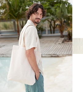 Westford Mill Striped Organic Cotton Tote W251 Tasche NEU