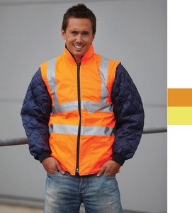 Yoko Herren Sicherheitsjacke Reflektor Hi-Vis Zip-Off �rmel HV008SL NEU