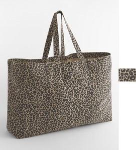 Leopard Print Canvas Oversized Tote Bag