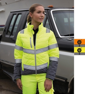 Result Damen Soft Padded Safety Jacke YKK Full Zip ISO EN Klasse 2 R325F NEU