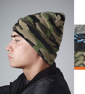 Beechfield Camouflage Cuffed Beanie Winter optimale Veredelung Soft Touch B419