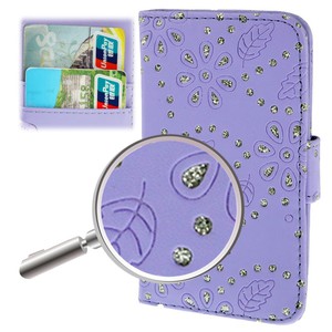 Schutzh�lle Case (Flip Quer) f�r Handy Samsung Galaxy S4 mini i9190 Strass Flieder