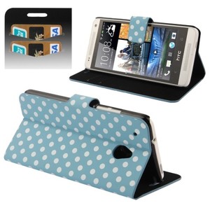 Schutzh�lle Handytasche (Flip Quer) f�r Handy HTC One mini M4 Hellblau / Wei�