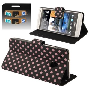 Schutzh�lle Handytasche (Flip Quer) f�r Handy HTC One mini M4 Schwarz / Pink