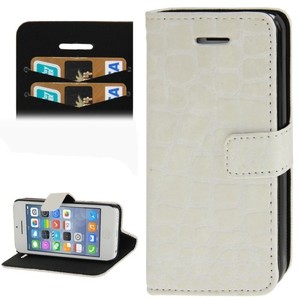 Handyh�lle Croco (Flip Quer) f�r Handy Apple iPhone 5C weiss
