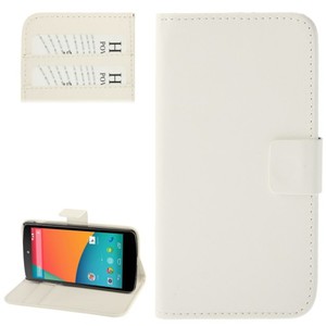 Handyhlle Horizontal Flip mit Credit Card Slots fr LG Google Nexus 5 / E980 Weiss