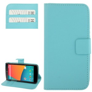 Handyhlle Horizontal Flip mit Credit Card Slots fr LG Google Nexus 5 / E980 Hellblau