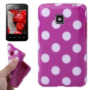 Schutzh�lle TPU Punkte Case f�r Handy LG Optimus L3 II E430 lila/wei�