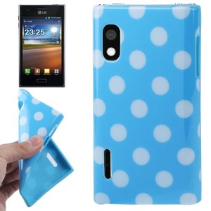 Schutzh�lle TPU Punkte Case f�r Handy LG Optimus L5 / E610 blau/wei�