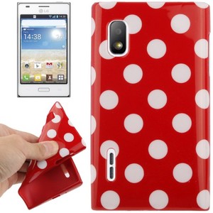 Schutzh�lle TPU Punkte Case f�r Handy LG Optimus L5 / E610 rot/wei�